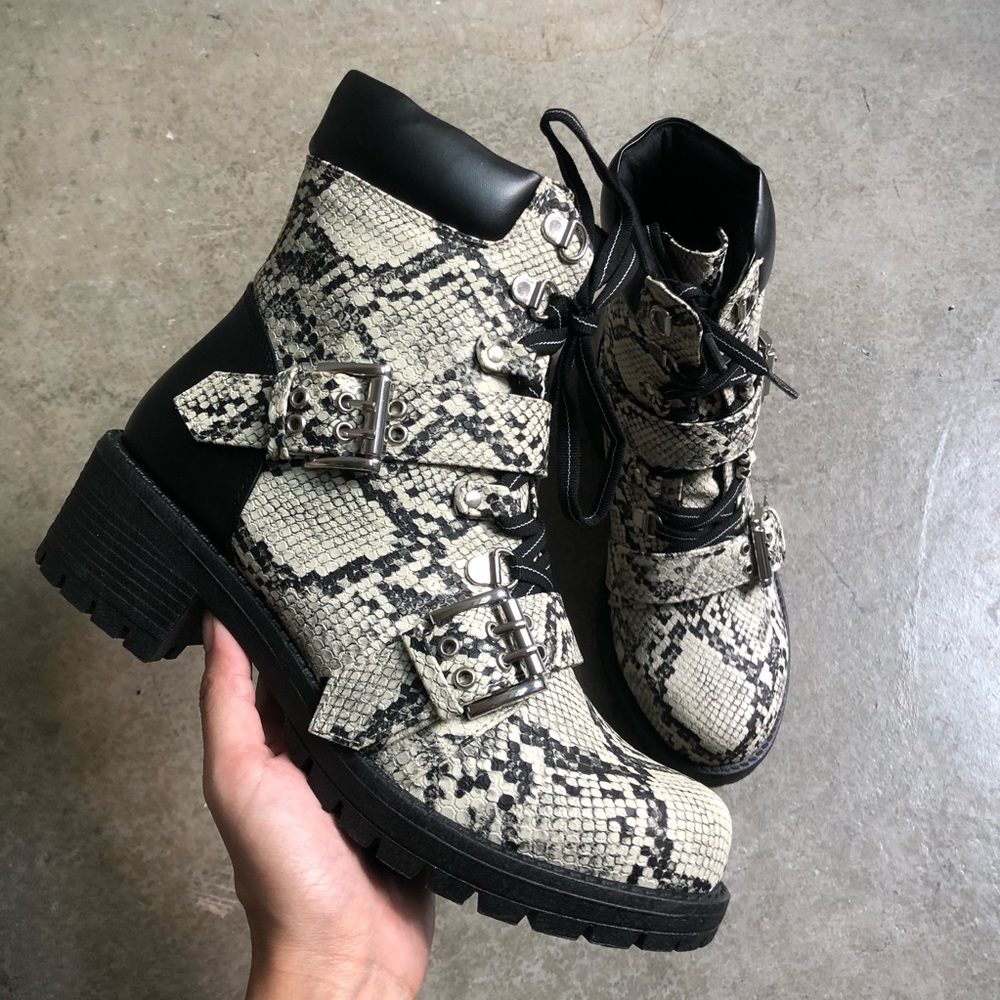 Snakeskin Combat Boots